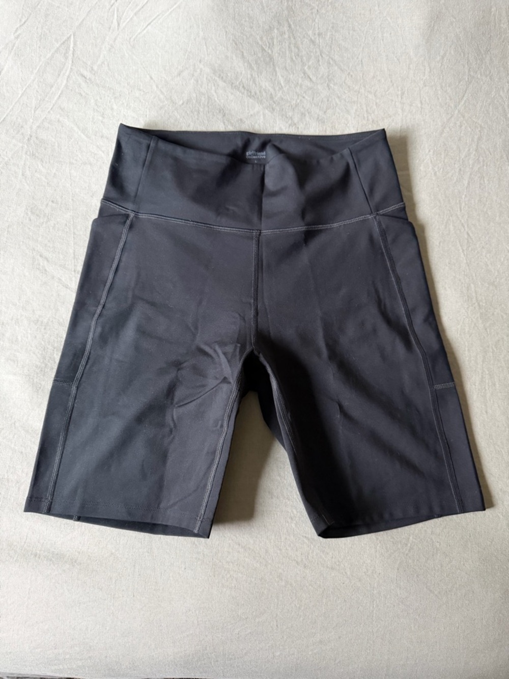 girlfriend collective Black High-Rise Pocket Bike Short